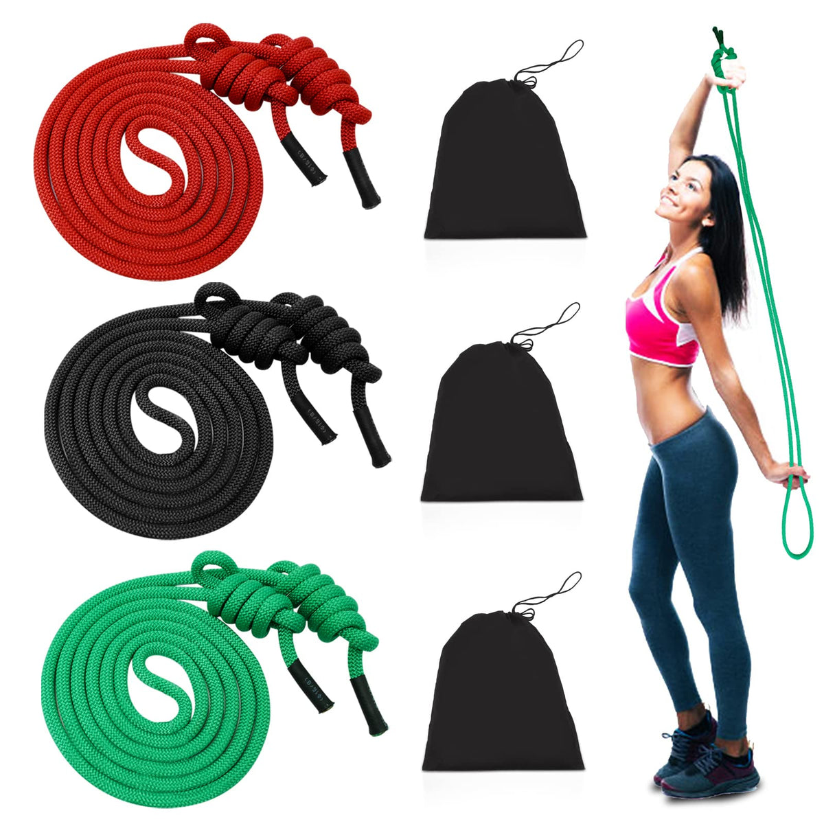 3 Pcs Flow Fitness Training Ropes  for Men &amp; Women - 9 ft