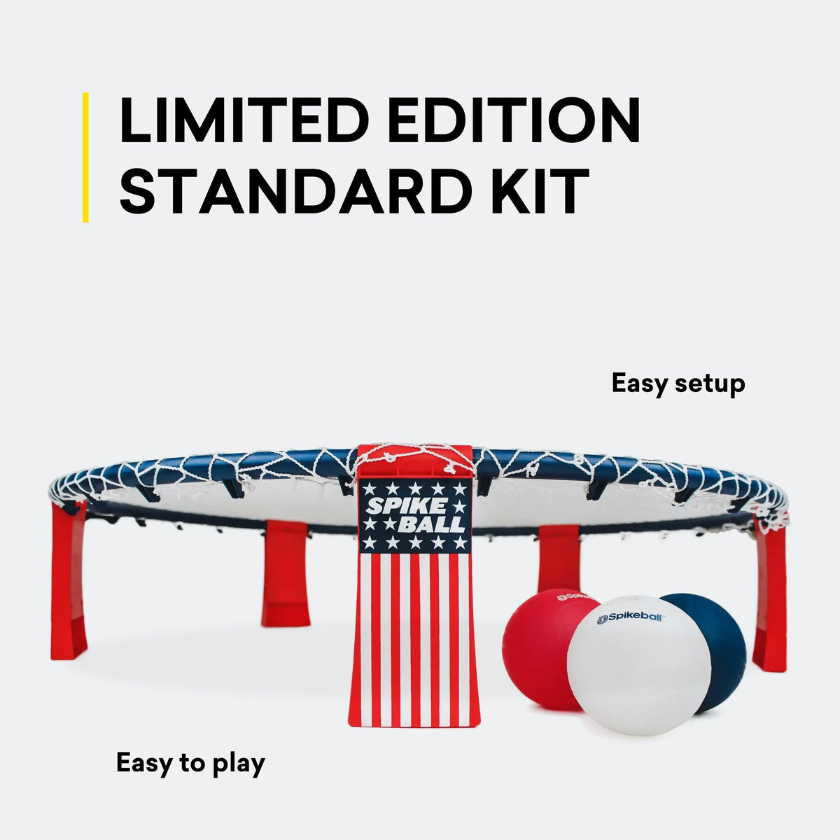 Spikeball Red, White, and Blue Standard 3 Ball Kit